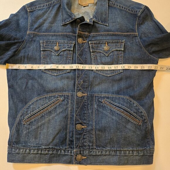 True Religion Mens Danny Denim Jacket XXXL 3X Large Blue Jean Jacket Pockets But - Picture 7 of 10